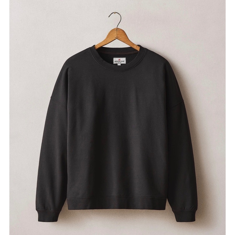 NWOT $98 American Giant Womens Modal Fleece Crew Pullover Sweatshirt M Black